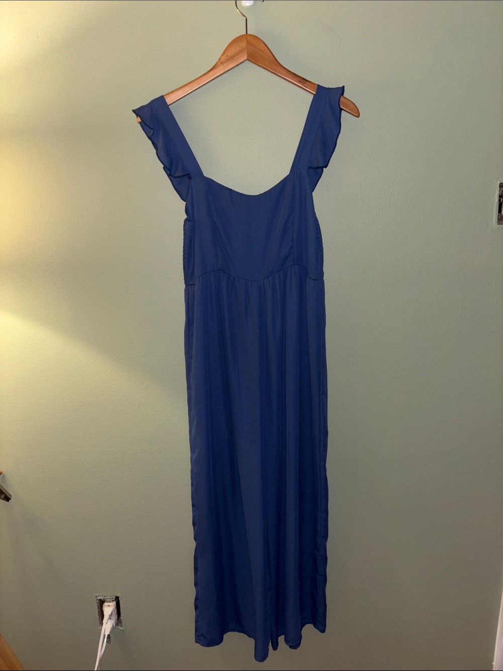 Flowing Blue jumpsuit with Ruffle Straps